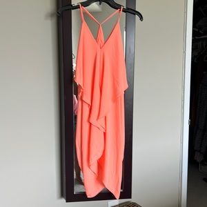 Florence Fuchsia Ruffle Midi Dress casual and loose sizeXS with tag on it.